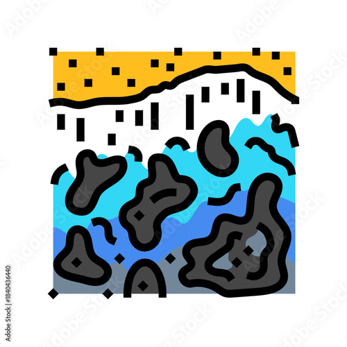 ocean waves carrying oil to the shore color icon vector illustration