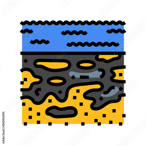 oil smudge on a sandy beach color icon vector illustration