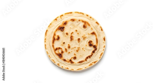 Crispy round flatbread isolated on white background