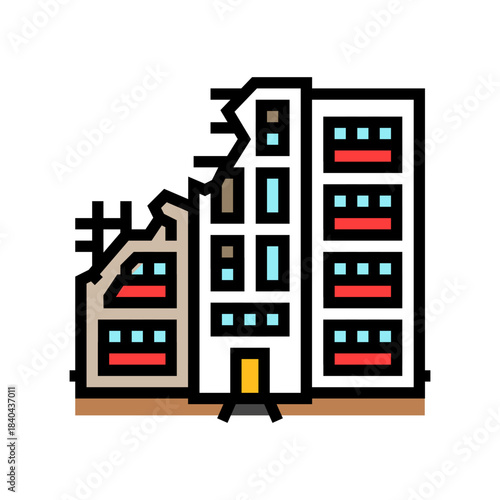destroyed home color icon vector illustration