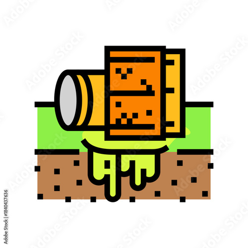 rusty pesticide containers on soil color icon vector illustration