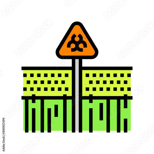 warning sign on polluted field color icon vector illustration