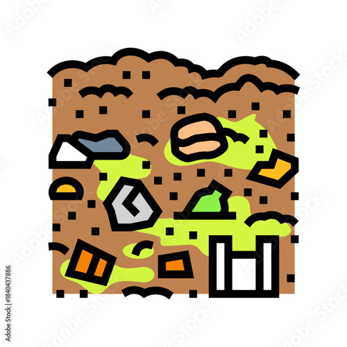 soil mixed plastic and glass color icon vector illustration