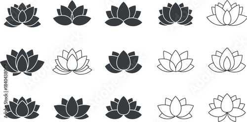 Collection of hops flowers in various styles and shades of gray and white