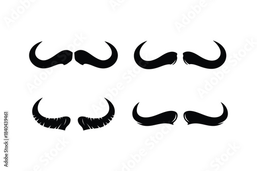 Buffalo Horns set of silhouette vector art illustration