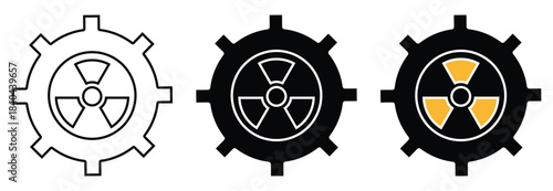 Nuclear Energy and Radiation Symbols Pack – Flat, Outline, and Modern Science Icon Vector.
