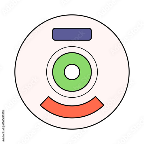 CD Disk Flat design style, round optical media, great for archive, data storage, and retro tech visuals.