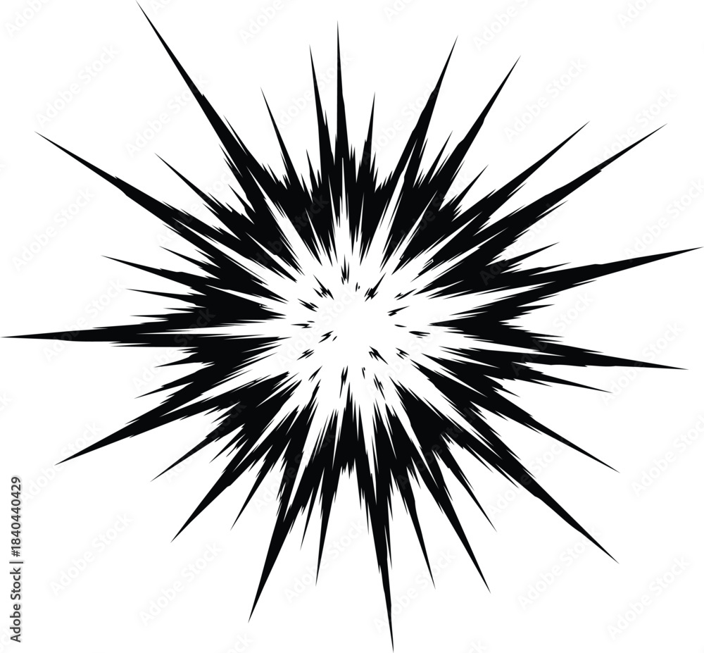 Fototapeta premium Abstract black and white explosion burst design element.