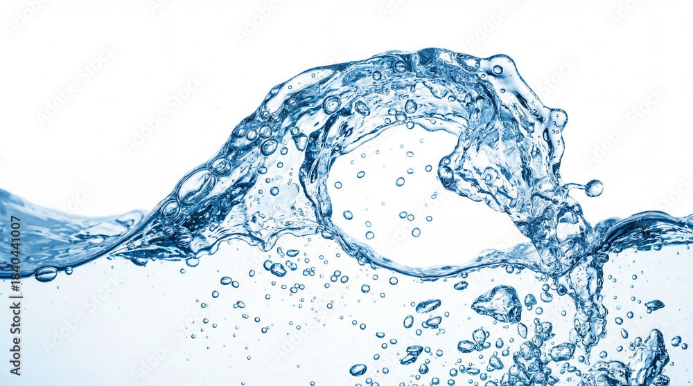 Obraz premium Splashing Liquid: A mesmerizing display of water in motion, the image captures a dynamic splash with intricate details of water droplets and the flow of the liquid.