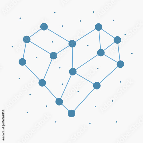 Geometric Heart Made of Connected Nodes – Vector Illustration