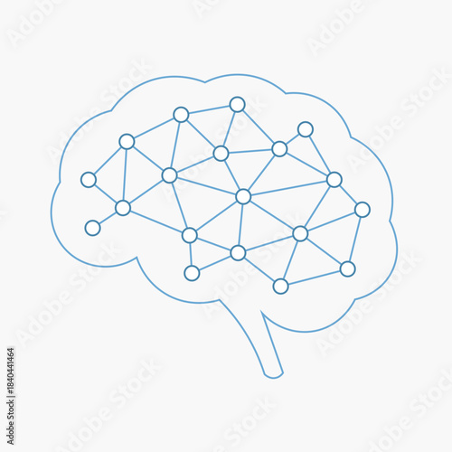 Neural Brain Network Line Art – Vector Illustration