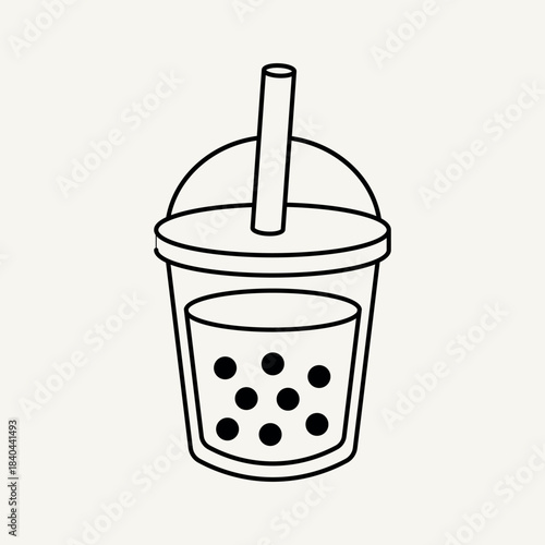 Bubble Tea Cup Line Art – Vector Illustration