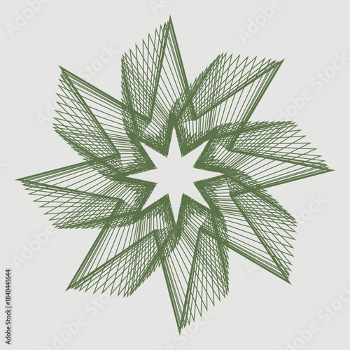 Green Geometric Starburst Flower – Vector Illustration