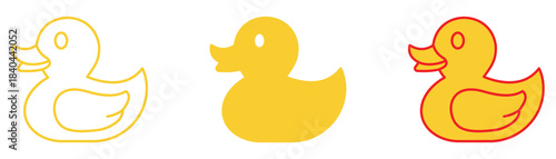 Yellow Rubber Duck Toy Illustration – Cartoon Bird, Bath Duck, Minimal and Classic Vector Design.