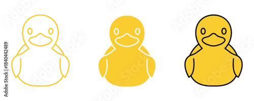 Yellow Rubber Duck Toy Illustration – Cartoon Bird, Bath Duck, Minimal and Classic Vector Design.