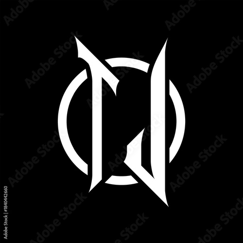 TJ Monogram Logo on Black Background