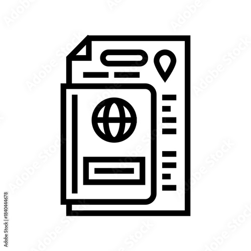 emigration notice document line icon vector illustration