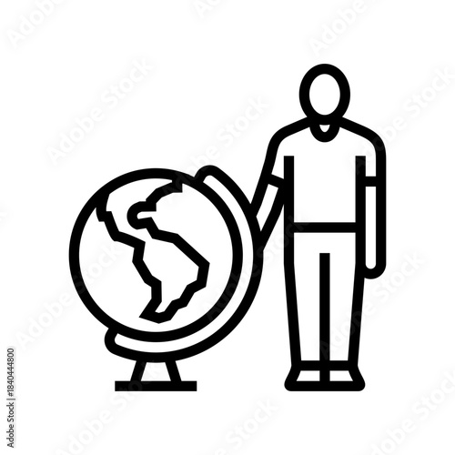 person globe line icon vector illustration