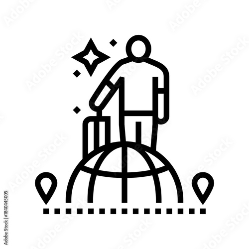 expat lifestyle line icon vector illustration