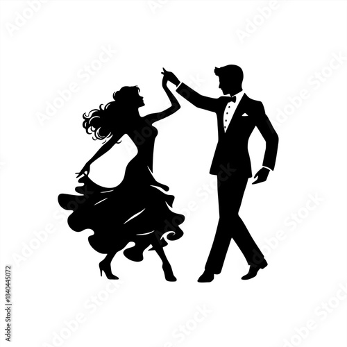 vector of couple of man and woman happy dancing tango together	
