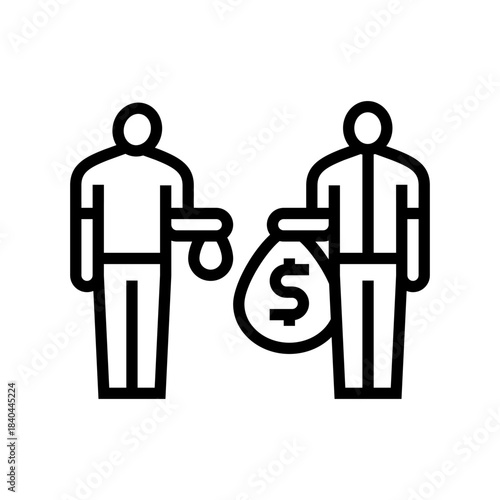 people different sized money bags line icon vector illustration