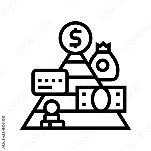 pyramid income levels line icon vector illustration