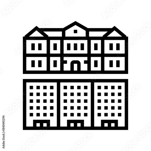 luxury house vs small apartment line icon vector illustration