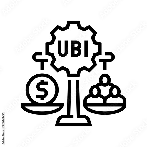 universal basic income line icon vector illustration