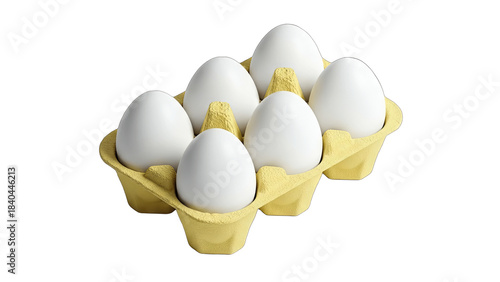 Eggs in a Carton on White Background