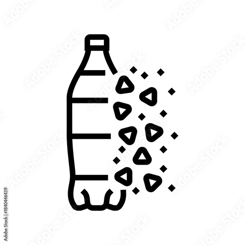 plastic bottle breaking into microplastics line icon vector illustration