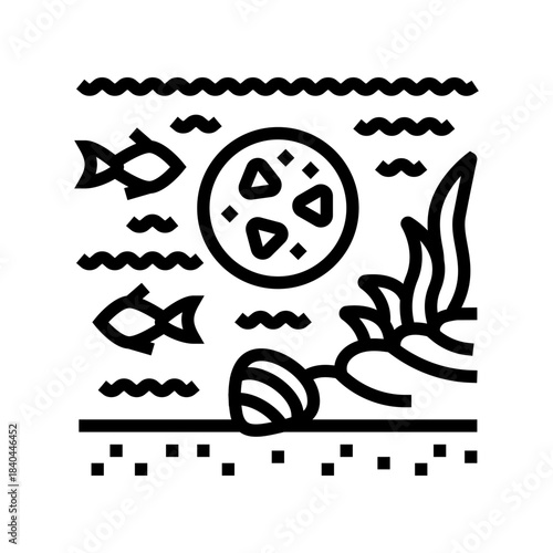 microplastic pollution wildlife line icon vector illustration