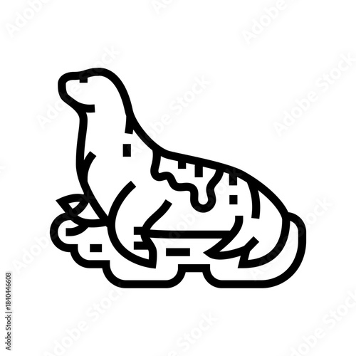 oil covered marine animal line icon vector illustration