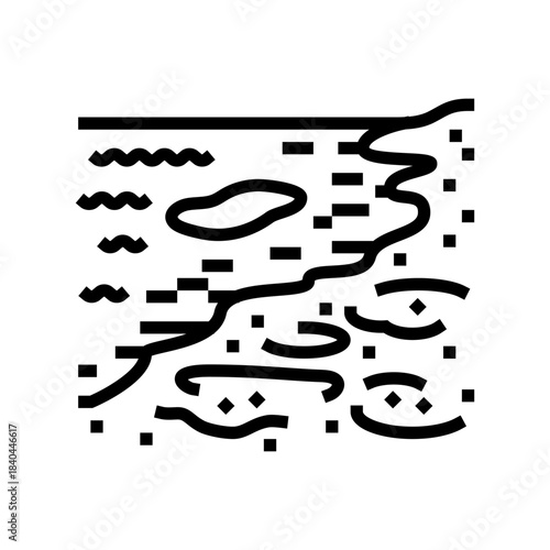 polluted coastline oil line icon vector illustration