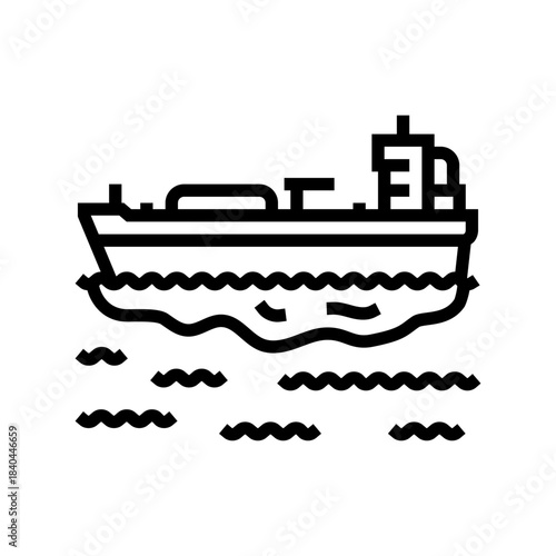 oil tanker leaking into the sea line icon vector illustration