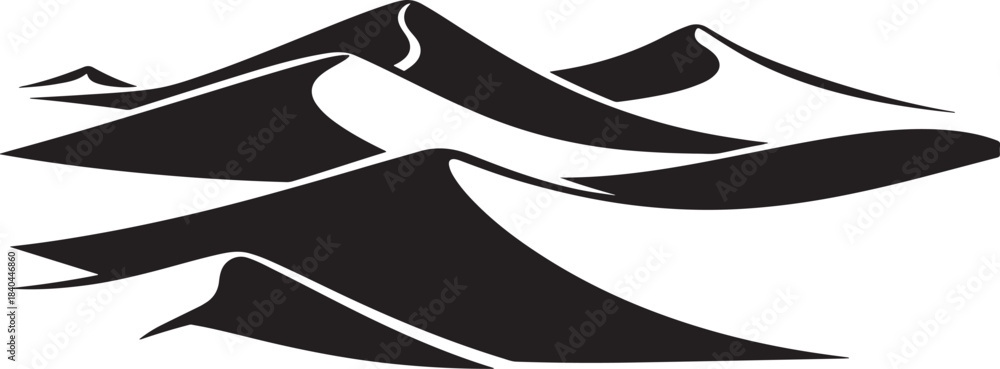 Fototapeta premium Desert Scenery Silhouette Clipart