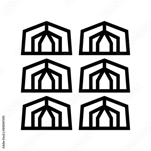 temporary shelter or refugee camp tent line icon vector illustration