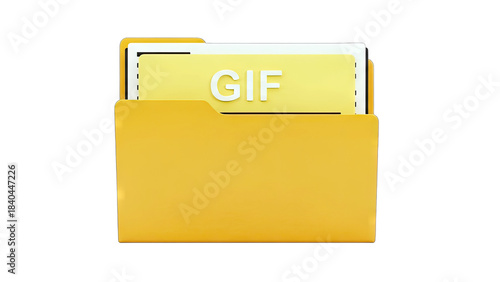 Folder with GIF File Icon on White Background