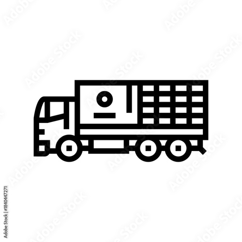 humanitarian aid truck line icon vector illustration