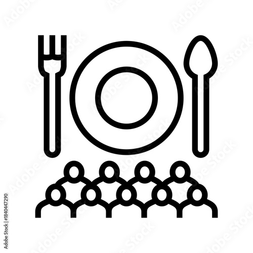 crowd waiting line for food line icon vector illustration
