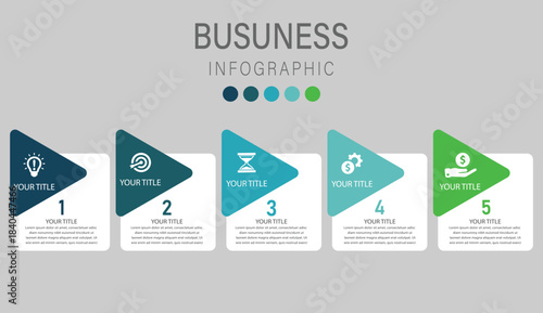 5-Step Modern Five-Step Business Infographic Template with Colorful Icons and Clean Minimal Layout Design