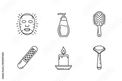 Hand drawn icons of skincare and beauty tools