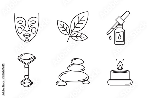Spa and skincare icons for wellness and beauty treatments