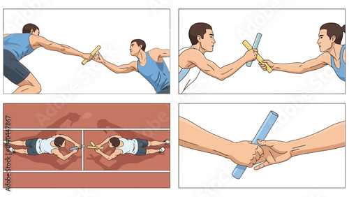 Athletic Teamwork Seamless Baton Pass Sequence for Track and Field Success