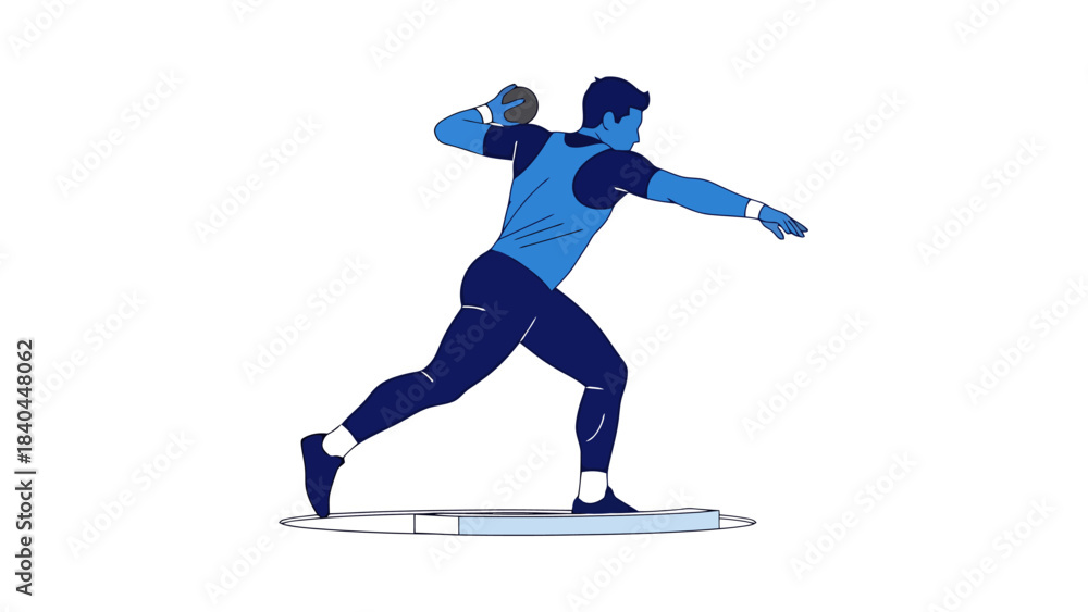 Obraz premium Athletic Figure Performing a Throwing Sport Action Pose Track and Field Athlete in Motion