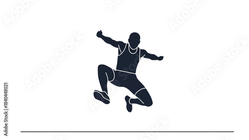 Athlete Silhouette Jumping Mid Air Over Obstacle