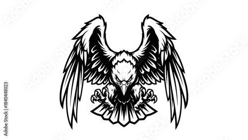 Stunning aggressive eagle mascot design with spread wings and fierce talons ready to strike