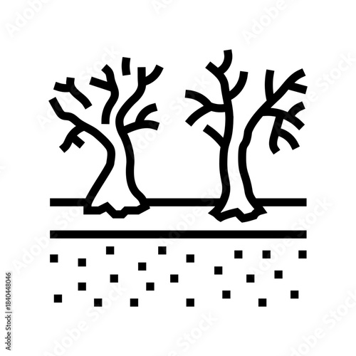dead plants polluted soil line icon vector illustration