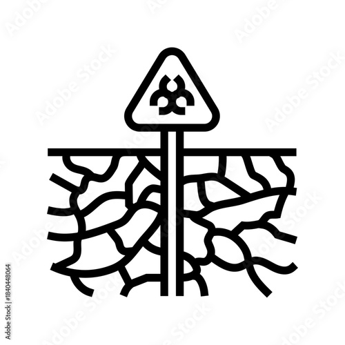 cracked earth chemical signs line icon vector illustration