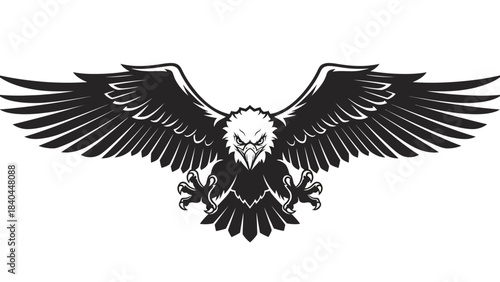 Stunning aggressive eagle mascot emblem design with wings spread wide for powerful brand identity
