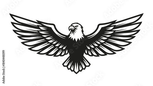 Stunning black and white stylized eagle emblem with powerful spread wings perfect for bold branding